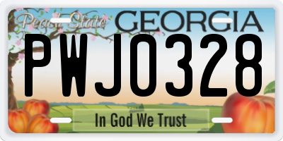 GA license plate PWJ0328