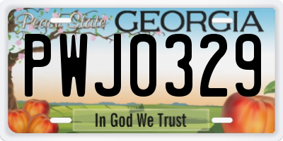 GA license plate PWJ0329