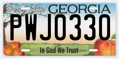 GA license plate PWJ0330
