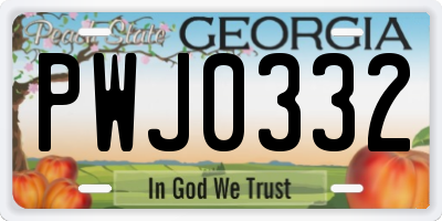 GA license plate PWJ0332