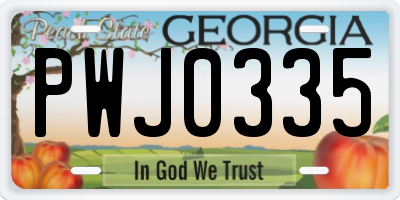 GA license plate PWJ0335