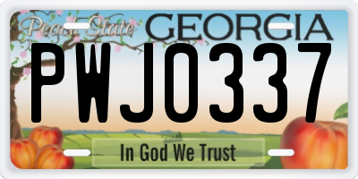 GA license plate PWJ0337