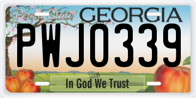 GA license plate PWJ0339