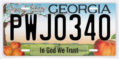 GA license plate PWJ0340