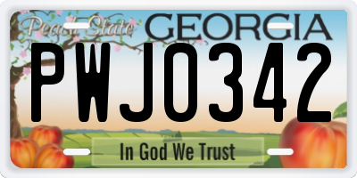 GA license plate PWJ0342