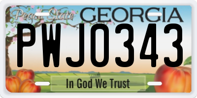 GA license plate PWJ0343