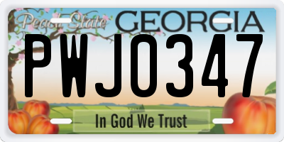 GA license plate PWJ0347