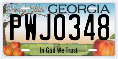 GA license plate PWJ0348