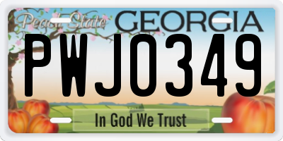 GA license plate PWJ0349