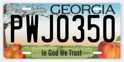 GA license plate PWJ0350