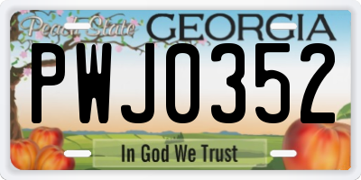 GA license plate PWJ0352
