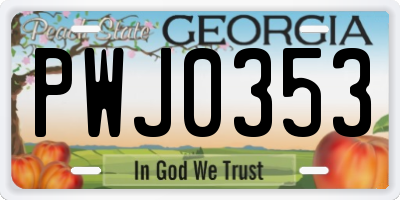 GA license plate PWJ0353