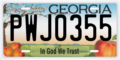 GA license plate PWJ0355