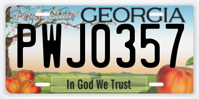 GA license plate PWJ0357