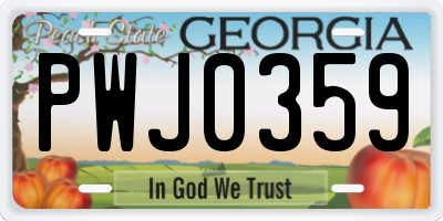 GA license plate PWJ0359