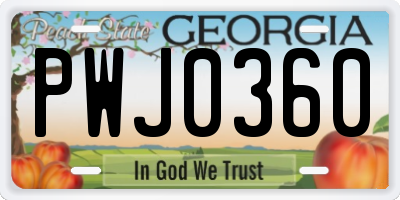 GA license plate PWJ0360