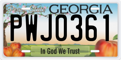 GA license plate PWJ0361