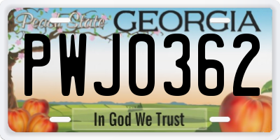 GA license plate PWJ0362
