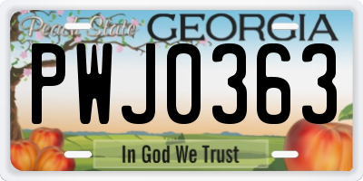 GA license plate PWJ0363