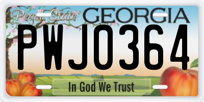 GA license plate PWJ0364