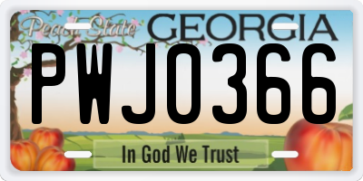 GA license plate PWJ0366