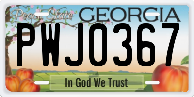 GA license plate PWJ0367