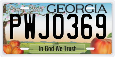 GA license plate PWJ0369