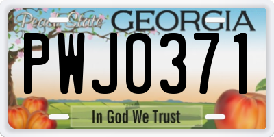 GA license plate PWJ0371
