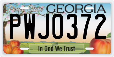 GA license plate PWJ0372