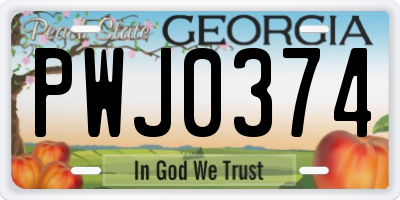 GA license plate PWJ0374
