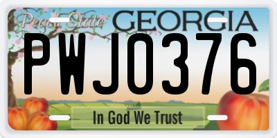 GA license plate PWJ0376