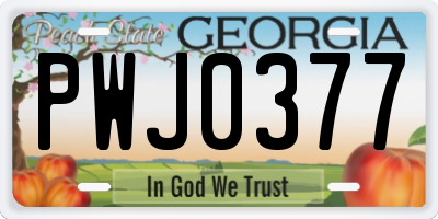 GA license plate PWJ0377