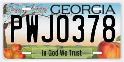 GA license plate PWJ0378