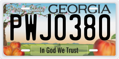 GA license plate PWJ0380