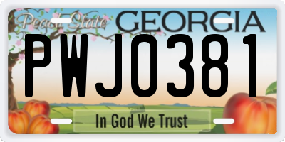 GA license plate PWJ0381