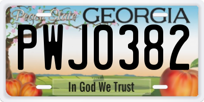 GA license plate PWJ0382