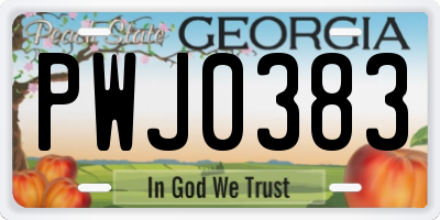 GA license plate PWJ0383