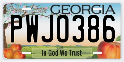 GA license plate PWJ0386