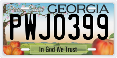 GA license plate PWJ0399