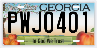 GA license plate PWJ0401