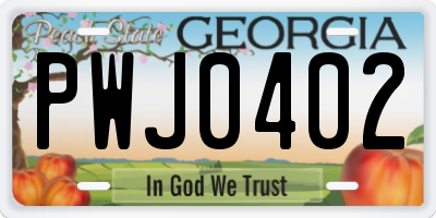 GA license plate PWJ0402