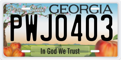 GA license plate PWJ0403