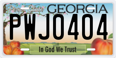 GA license plate PWJ0404