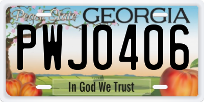 GA license plate PWJ0406