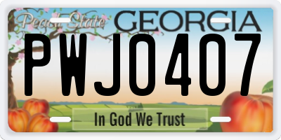 GA license plate PWJ0407