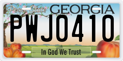 GA license plate PWJ0410