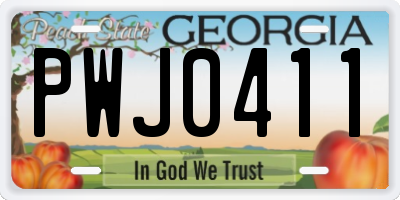 GA license plate PWJ0411