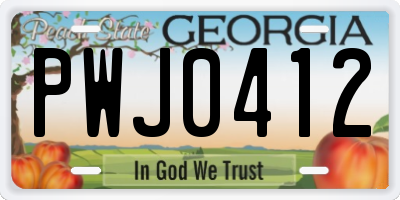GA license plate PWJ0412