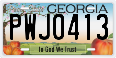 GA license plate PWJ0413