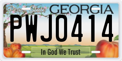 GA license plate PWJ0414